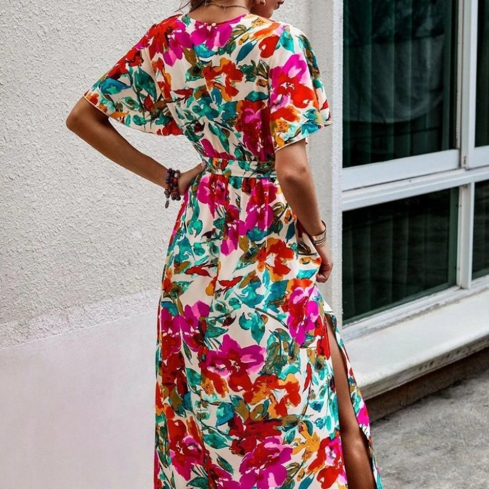 Boho Floral Print Womens Maxi Dress - Picture 3 of 4